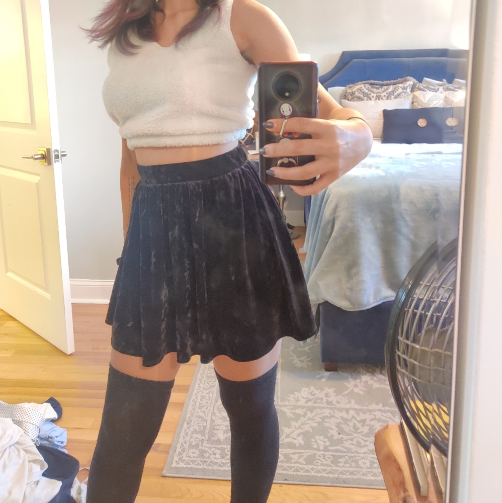 black velvet skater skirt